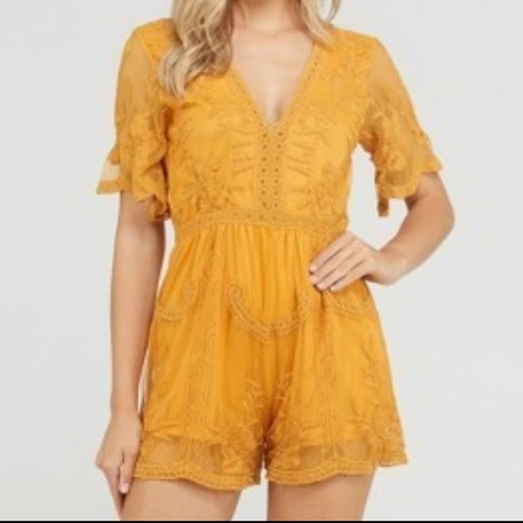 NWT Mustard Lace Romper - Picture 2 of 7